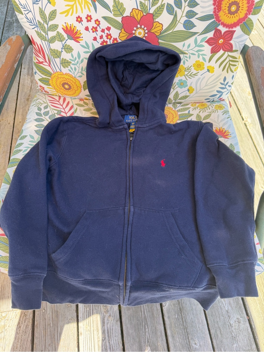 Boys Polo Ralph Lauren Navy Full Zip Hoodie Sweatshirt Size 8